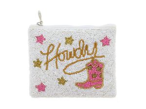 US Jewelry House's Latest Hand Embroidered Seed Beaded Coin <b>Purse</b> Hot Pink/Golden/<b>White</b>-a Glamorous Christmas Accessory - Product Image 6