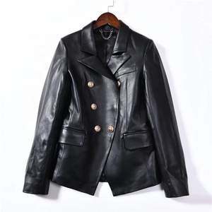 Abrigos de Cuero Genuino para Mujer - Personalizables, Tallas Grandes, Forro de Viscosa, Estilo Moto y Biker, Cuello y Mangas Desmontables, Camuflaje Crudo - Product Image 3