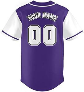 Nueva camiseta de béisbol morada-Camisa abotonada con nombre y número personalizados, uniforme deportivo para hombres y mujeres - Product Image 4