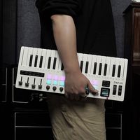 M-vave SMK-37 PRO Keyboard Mini MIDI, 37 tombol sensitif kecepatan nirkabel mendukung dengan 16 RGB bantalan Drum konsol kontrol