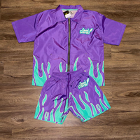 Ensemble court flamme personnalisé de haute qualité pour hommes survêtements vierges zippés avec motif solide survêtement flamme décontracté pour hommes