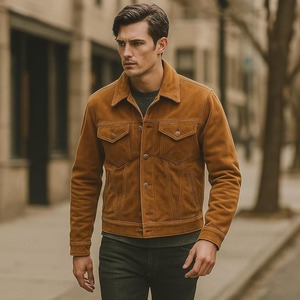 Handmade Premium Quality Brown Suede Leather Breathable Winter Men's Motorcycle <b>Jacket</b> Vintage Western Style Genuine Leather - Product Image 6
