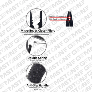 Pinzas de Acero Inoxidable para Extensiones de Cabello – Herramienta Cerradora de Micro/Nano Beads de 2 Orificios, Acabado Negro Mate Multifuncional - Product Image 5