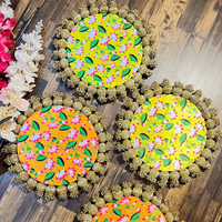 Vente en gros de centre de table moderne fait main de haute qualité pour Diwali, plateau Rangoli, décoration intérieure, fête de mariage indienne, en bois
