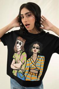 T-shirts pour femmes fabriqués avec le meilleur coton 100% avec un design imprimé à l'écran, style col rond, t-shirts pour femmes. - Product Image 5