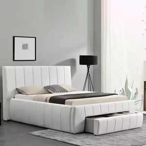 Modern Full Bed with <b>Soft</b> Advanced <b>Light</b> Luxury Bedroom Furniture Plywood Panel Drawer Storage Durable - Product Image 4