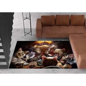 Modern <b>Cat</b> Lovers Printed Rug: Thin Kitchen Bridesmaid Custom <b>Gift</b>,Chenille Rug - Product Image 4