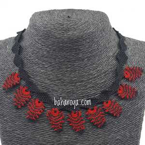 İğne Oyası Badem Kolye Kırmızı-Collares con cuentas de moda Siyah - Product Image 1