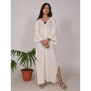 Vestido de muselina de algodón para mujer Vestido largo de doble capa Ligero y elegante Ropa de fiesta Estilo de diseñador para ocasiones especiales - Product Image 1