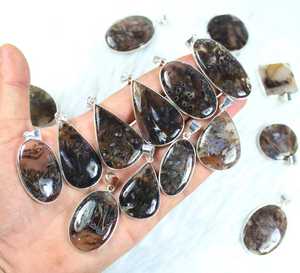 Pendentif en agate de bâton turc naturel de haute qualité cabochon de pierres précieuses de Bohème réglage de lunette de bijoux approvisionnement en gros au détail - Product Image 3