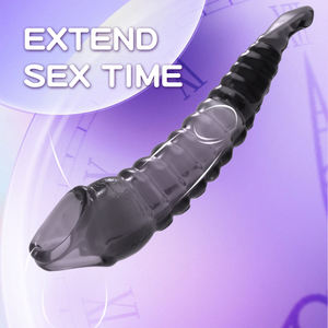 Glande realistiche che vibrano la manica del pene Sex Toy forma unica TPE doppi anelli estensione circonferenza miglioramento del blocco di eiaculazione - Product Image 5