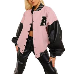 Chaqueta transpirable de béisbol con logotipo personalizado al por mayor, chaqueta de talla grande de Color personalizado, chaqueta universitaria para mujer de alta calidad, novedad de 2025 - Product Image 1