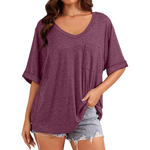 T-shirt surdimensionné décontracté Baggy Streetwear Boyfriend Tee Workout manches courtes couverture en coton - Product Image 5