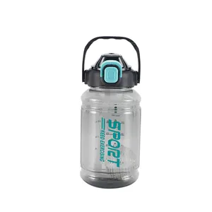 1.5L 2.1L Cute Large Capacity Water Bottle With Straw And Flip Lid New Sport Cup With Scale Marker For Gym And Outside Use