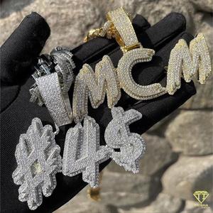 Hip Hop fabricantes de joyas personalizadas Iced Out VVS Lab Grown Diamond 925 plata esterlina 3D letras nombre colgante - Product Image 2