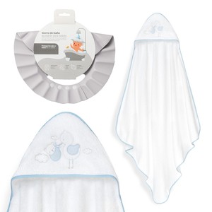 Ensemble de serviettes de bain avec chapeau bleu 1X1 MT. Mod Cigea Oso Motif de dessin animé Coton hypoallergénique pour nouveau-né Utilisation à domicile dans la salle de bain - Product Image 1