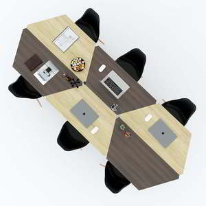 Modern Set of 6 Trapezoidal Plywood <b>Tables</b> with Lego-Style Iron Legs HBLG008 - Product Image 3