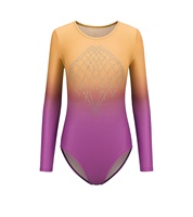 Justaucorps de gymnastique pour enfants personnalisables de haute qualité, à manches longues, avec strass brillants, en tissu Spandex, pour l'entraînement de ballet, OEM