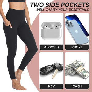 Wholesale Custom High Waisted Sports Workout Yoga Pants <b>Leggings</b> for Women Soft Polyester Gym Fitness <b>Leggings</b> <b>With</b> <b>Pocket</b> - Product Image 4