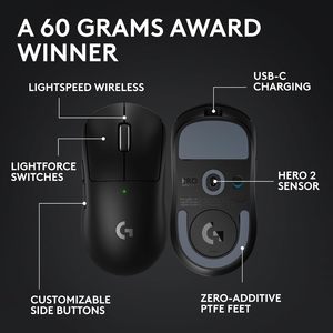 Souris de jeu sans fil <span class=keywords><strong>Logitech</strong></span> <span class=keywords><strong>G</strong></span> <span class=keywords><strong>PRO</strong></span> <span class=keywords><strong>X</strong></span> Superlight 2, 60g, avec 5 boutons programmables, capteur 44K DPI, taux de rapport 8kHz - Product Image 5
