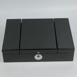 Large Capacity Foldable Light Fingerprint <b>Lock</b> <b>Wooden</b> Jewelry <b>Box</b> Made From Premium Wood Material - Product Image 3