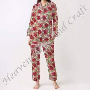 Conjunto de Pijamas de Algodón 100% para Mujer, Ropa de Dormir Suave para el Hogar, Conjunto de Pijamas de Primavera/Verano con Estampado Floral/Personajes/Letras/Estampado/Vacaciones/Árbol PJ119 - Product Image 6