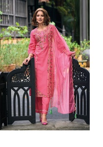 Algodón puro para mujer Impreso y terceros espejos Work Kurtis and Peint con Organza Dupatta Fancy Suit Collection - Product Image 2