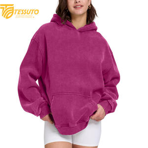 Vente en gros de sweats à capuche de haute qualité, couleur unie, avec impression de logo sur mesure, 100% coton, courts pour femmes - Product Image 6