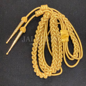 Aiguillette Bordada en 3D de Alta Calidad en Oro y Plata para Uniformes de Infantería, Cordones Dorados Personalizados con Puntas, Venta al Por Mayor - Product Image 2
