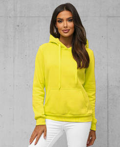 Women Stylish <b>Tops</b> Outfit Drop Shoulder Drawstring Yellow 100% Cotton/Polyester Sweatshirt Hoodie for Lady - Product Image 4