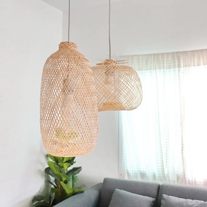 Couverture d'abat-jour suspendue en rotin de bambou naturel tissé à la main, bon marché, haute qualité, meilleur prix - Product Image 3