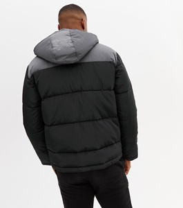 Chaqueta acolchada negra personalizada al por mayor con capucha de bloque nuevo diseño de calle de moda para el invierno - Product Image 4