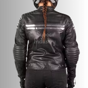 แจ็กเก็ตหนังบุนวมใส่ได้ทั้งชายและหญิง, เสื้อหนังนักแข่งรถป้องกันตัวเครื่องถอดออกได้เสื้อกันลมรถจักรยานยนต์ชุดกีฬาไซส์ใหญ่พิเศษสำหรับนักขี่จักรยานใหม่ - Product Image 4