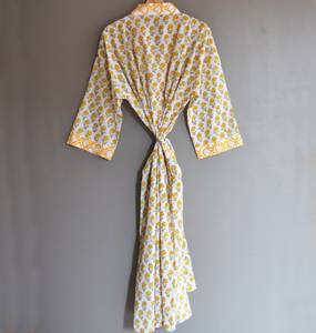 Unisex Printed <b>Kantha</b> <b>Jacket</b> for Fashion Cotton Fabric Long Sleeve Bohemian Long Coat With Belt - Product Image 5