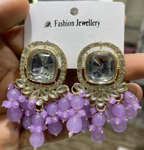 INDIAN TRADITIONAL and <b>FASHIONABLE</b> <b>EARRINGS</b> GOLD PLATED KUNDAN WITH PEARL <b>EARRINGS</b> and BOLLYWOOD <b>EARRINGS</b> for WOMENS & GIRLS - Product Image 5