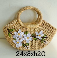 Tas Selempang Wanita Buatan Tangan dari Anyaman Eceng Gondok Ramah Lingkungan, Tahan Lama, Nyaman, Desain Floral Elegan, Dua Penutup Terbuka