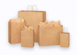Sac de courses en papier kraft écologique, recyclable et réutilisable, avec poignée en corde de coton, impression personnalisée, fabrication directe d'usine au Vietnam - Product Image 3