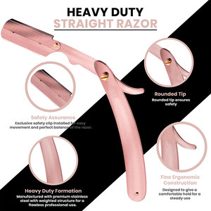 มีดโกนหนวดแบบตรงพร้อมใบมีดสแตนเลสสำหรับช่างตัดผม - Product Image 3
