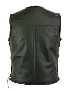 Custom Made American Cool Men's Leather Vest Motorcycle Riding <b>Waistcoat</b> with Embroidered Badge Outer Wear Vest - Product Image 3