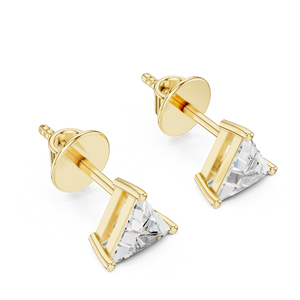 Pendientes de Oro Amarillo de 14K con Diamantes Triangulares Cultivados en Laboratorio | Pendientes de uso diario |   Diamante Cultivado Nuevo - Product Image 6