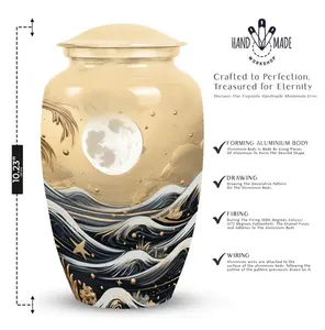 Urna Funeraria Artística con Diseño de Olas Oceánicas y Luz de Luna para Cenizas Humanas - Product Image 3