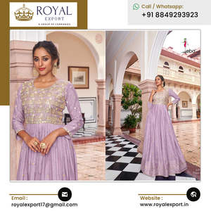 Vêtements ethniques indiens Nouveau Designer Premium Georgette & Chinon Broderie Robe par Royal Export à prix raisonnable - Product Image 4
