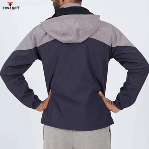 Impermeable Transpirable y Cortavientos con Capucha para Hombre, Chaqueta de Softshell con Cuello Alto y Logotipo Frontal para Camping y Senderismo al Aire Libre - Product Image 5