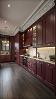 Lemari Dapur Modular Gaya Klasik Mewah Modern dengan Pintu Akrilik Lacquer, Sink, Keran, Engsel, Backsplash, dan Laci dari Kayu Lapis