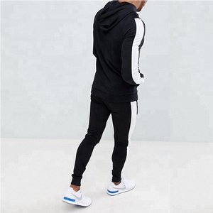El mejor diseño de chándal de dos piezas con cremallera, recién llegado, ropa de calle ajustada, Conjunto de jogging a rayas, sudaderas con capucha de talla grande para hombre - Product Image 5