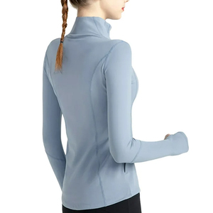 เสื้อโยคะแขนยาวสำหรับผู้หญิงเสื้อฟิตเนสแขนยาวมีซิปปกตั้งได้ - Product Image 2