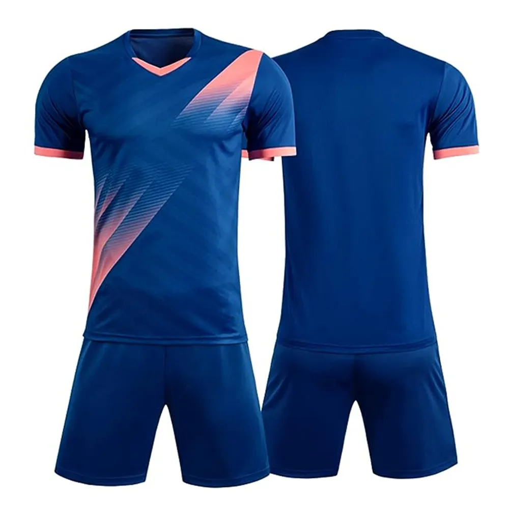 Atletische Voetbaluniformen Volwassenen Dragen In Blauwe Kleur Polyester Gemaakt Met Sublimatie/Digitaal Gedrukt Ontwerp Custom Team Naam