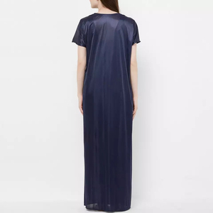 Women's Wholesale Breathable Silk Satin One Piece Sleeping Dress <b>Machine</b> Embroidered Nightgown with Drawstring Closure OEM 2026 - Product Image 3