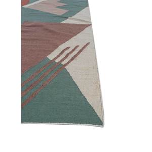 พรมขนสัตว์ทอลายตารางสีน้ำเงิน รุ่น Adwl-13063 ทำด้วยมือ รูปทรงสี่เหลี่ยมผืนผ้า ลายแบบนามธรรม สำหรับห้องนอน ห้องนั่งเล่น ทางเดิน ลายเพชร - Product Image 4