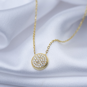 Collier en argent avec pendentif rond en zircon brillant, bijoux turcs en gros, fait à la main, argent sterling 925, cadeau pour femmes - Product Image 2